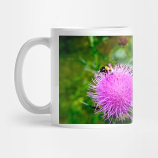 Bee On Pink Flowering Thistle Mug